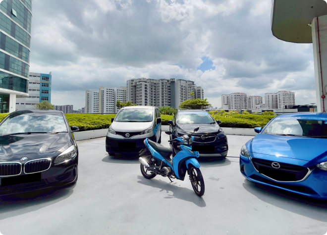 Tribecar cars and scooter as the network grew