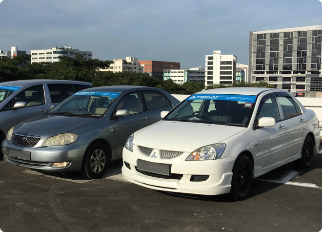Early Tribecar fleet parked in a row